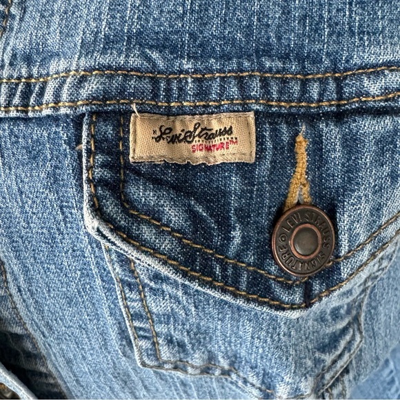 Levi Strauss Signature Denim Button Front 99% cotton 1% spandex Jacket Sz Large - Picture 2 of 4